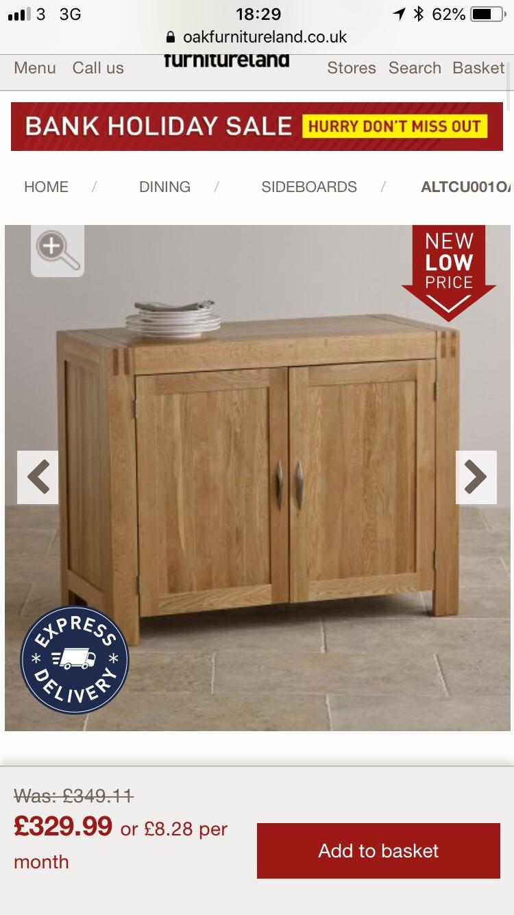 Oak Furniture Land "Alto" sideboard in B79 Tamworth for £140.00 for