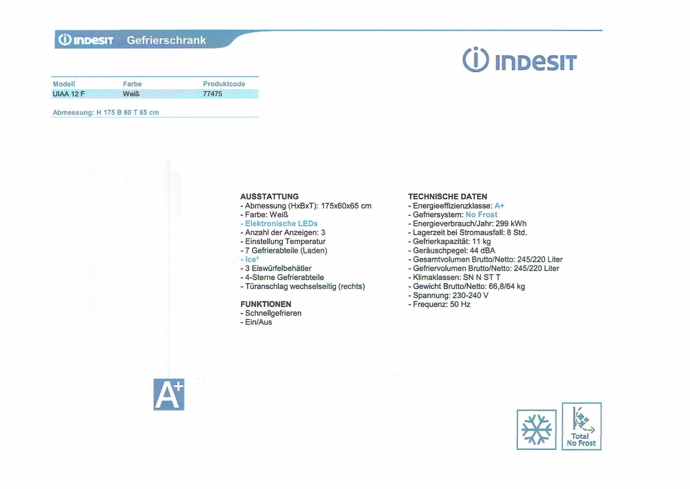 Indesit Gefrierschrank-Schubladenfront Original – Ersatzteil C00283745 Für Verschiedene Modelle