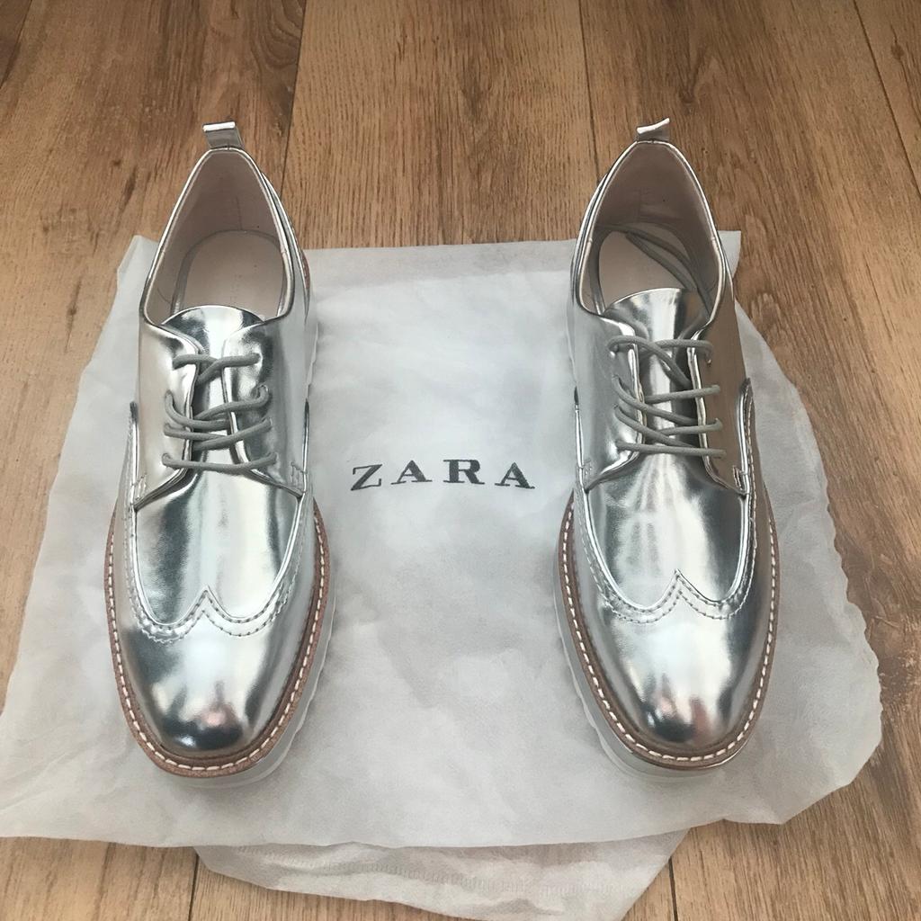 Silver cheap brogues zara