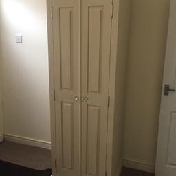 Solid pine wardrobe painted cream with dominate handles lovelly solid little wardrobe