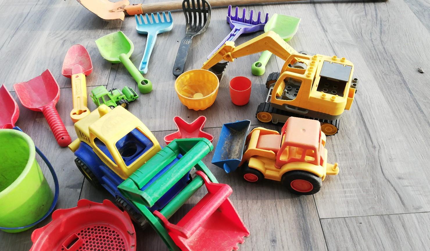 3x Bagger Spielzeug Set - Sandkasten Fahrzeuge Mit Trägheit | Bagger, Bulldozer, Kipper | Für Kinder Ab 3