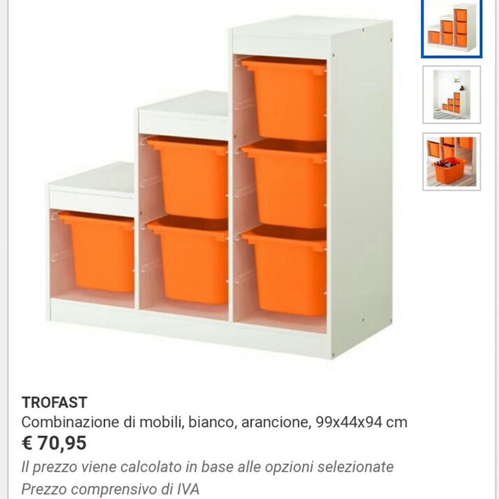 TROFAST combinazione con contenitori, bianco/bianco, 99x44x94 cm