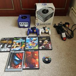 Nintendo Gamecube. In full working order and in very good condition. Comes with 2 PADS, 7 games including Mario cart double dash and all the leads. Got box but not in best of condition.