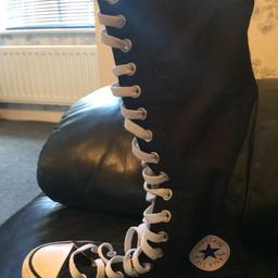 Black knee high Chuck Taylor converse size 3 laces with back zip fastener only worn a couple of times great condition