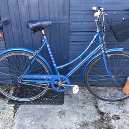 Oldie but a goodie! Needs some TLC but it’s a lovely vintage and reliable bike with a basket and a bell. I’m selling it as I want something off-road and I haven’t ridden it for ages. I’m 5’11” and it’s a bit small for me. It has 3 gears but only 2 work.

I have had it serviced in the last 5 years, at which time it had a new tyre and has hardly been ridden since then. 

I’ve always kept it in a shed so it has not gone rusty but there are a few areas of paint coming off as it is from the 80s!