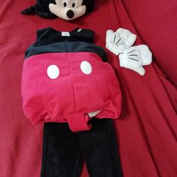 Costume di Topolino originale Disney Store, completo di leggings e guantini, taglia 18-24 mesi. Nuovo