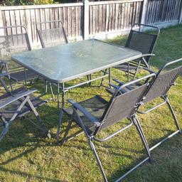 Glass top table and 6 fold away chairs.

Good condition. Table is just under 4 ft long and 2ft 9inches wide.

Collection only