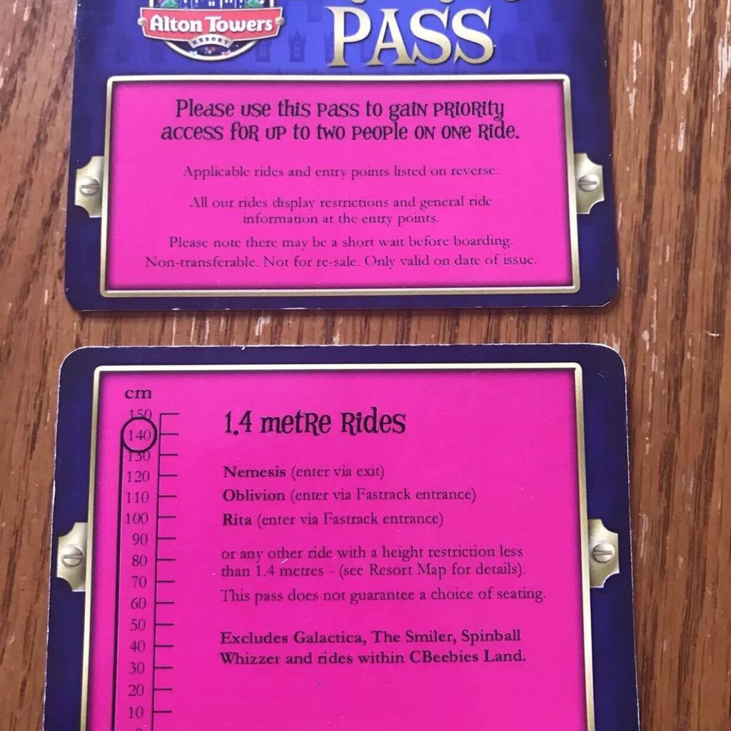 Alton tower fast track passes in CR0 Croydon for £8.00 for sale Shpock