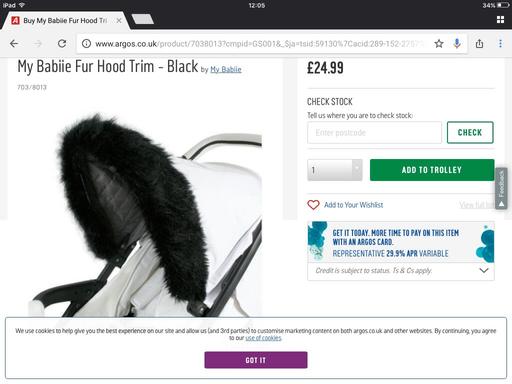 Buy & Sell Low Common Wigan - Photos for Black fur trim for pram as new collect only