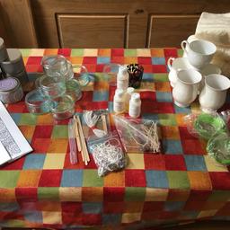Large bundle for making candles!
Soy wax and paraffin wax included
Tins and wraps for mindfulness candles
An assortment of glassware
An assortment of cups
Fragrances, wicks and colour included