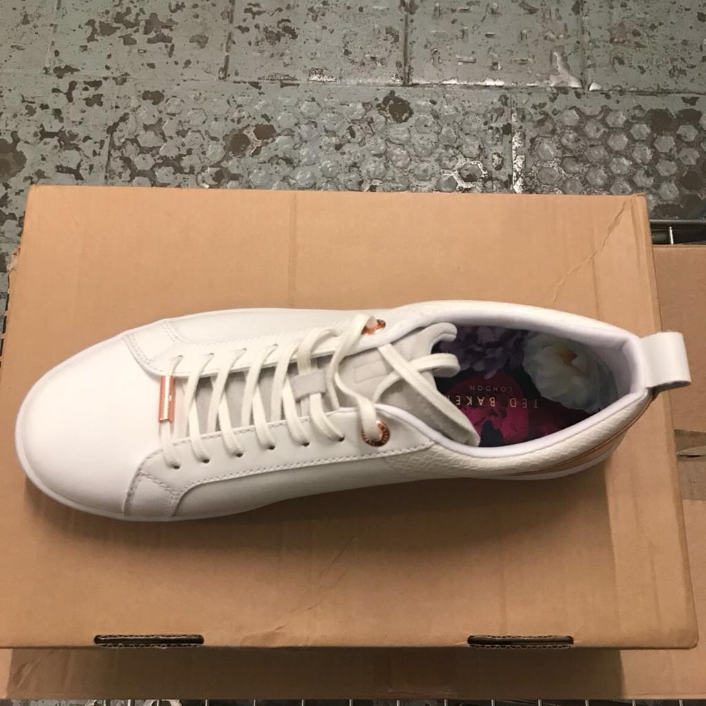 Ted baker white leather hot sale trainers with rose gold