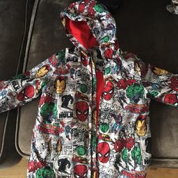 Lightweight rain jacket, material lining for added warmth, good condition, age 3-4 years