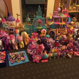 My little pony ( mlp ) massive G4 bundle, way to much to say, any questions about items which are here i will gladly try & answer. Three princess palaces, “main 6” plush teddies, remote controlled pinkie pie, rainbow dash money box, pinkie pie’s motorised train, cheese sandwich’s figure and cannon, 6 large plastic characters ( light up & accessorise) three play set scenes plus loads more i have run outta room 2 put more here, i can supply better more detailed pics on whatsapp + extras not seen