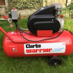 60L Clark Air Compressor
A good few years old but hardly used - maybe 10hours in total since purchasing new from Machine Mart London.
Works perfectly and runs to 10 bar as it should - just tested 8/9/18. 
Condition is close to new but has been moved out the way of stuff literally hundreds of times so it’s time to sell.
I never did round to getting the spray guns or learning to paint.