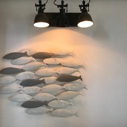 Arredo da parete a forma di pesci in metallo anticato originale Maison du Monde misure: h50cm x 70cm di lunghezza