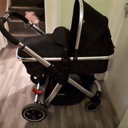 Black Mothercare journey pram good condition comes with rain cover cousy toe which has never been used £100