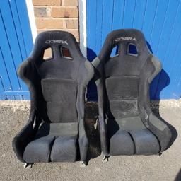 Cobra Suzukas Bucket Seats with Willians harnesses. Good condition but need a clean (Will do this before sale). These came of a 106 track car that I was breaking and are the last non standard item I have left. Decided to put on here due to past time wasters on Facebook. Also listed on eBay.