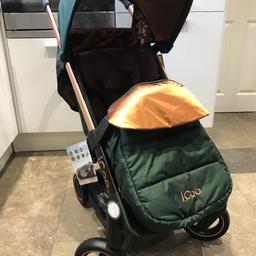 A distinctive and luxurious pushchair in copper/green colour. Suitable from birth to 15kg. Leather finishes, large sun canopy, raincover included and has a compact fold. Brand new with tags. RRP £329.99, our price only £150 (last one available). I live in York but work in Leeds (Beeston) so could arrange to meet/deliver locally