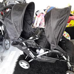 Double graco pram.. fab condition tray front back... back seat lays flat also sit up and from lay backs a little bit reason selling is my little girl walks