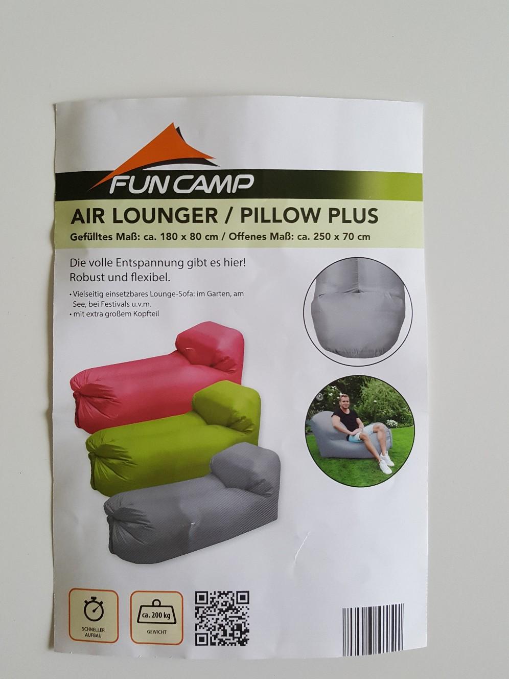 Fun camp air store lounger pillow plus