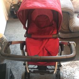Pram for sale with brand new rain cover and adapters for car seat, new born insert and foot muff, parent or world facing, complete with instructions.