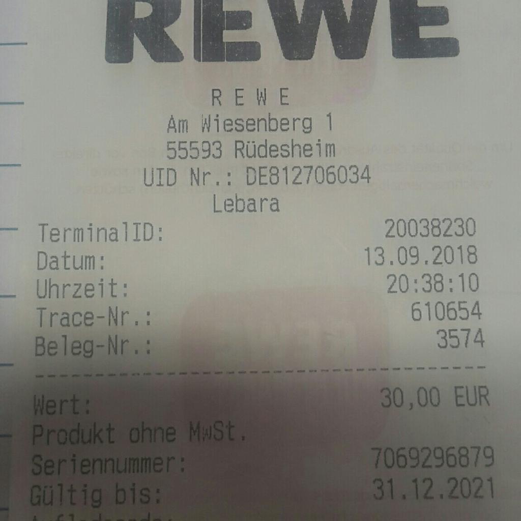 € 55595 | DE für zum Verkauf Hüffelsheim in Lebara 20,00 Shpock Aufladecode