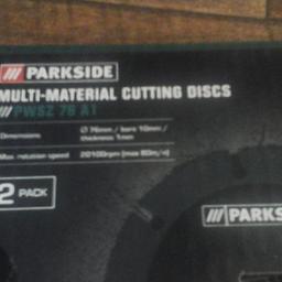 New 2 in pack - Multi material cutting discs for angle grinder.
Size is 76mm - Thickness 1mm.

For precise cuts in wood, wood with nails, plastic pipes, plaster and composite materials.
£2.

Collection only from Tredworth in Gloucester.