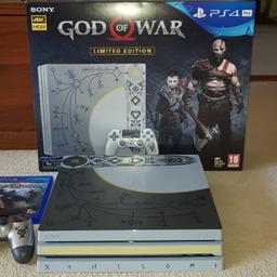 In near perfect and absolutely mint condition. Already discontinued from the market and is well sought after. With all original cables, accessories, GOW controller and the GOW Day One Edition game (opened). I still have the receipt and is still under warranty. Cash on collection only or can deliver if nearby. No time wasters or swaps. All boxed up and ready to be picked up. Thank you.