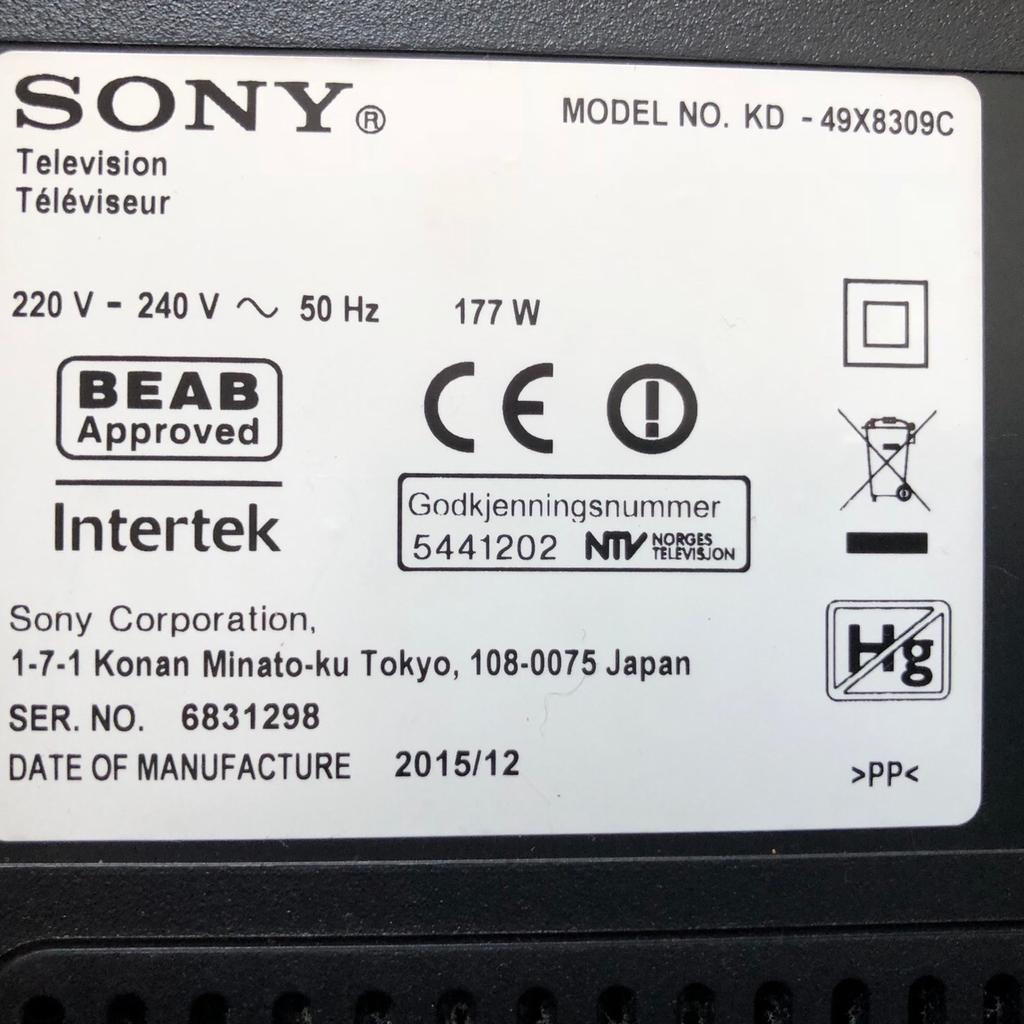 Telecomando di ricambio per SONY KDL-49X8309, TV
