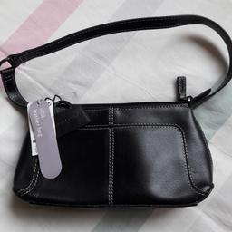Brand new with tags small black leather handbag from marks and spencer.