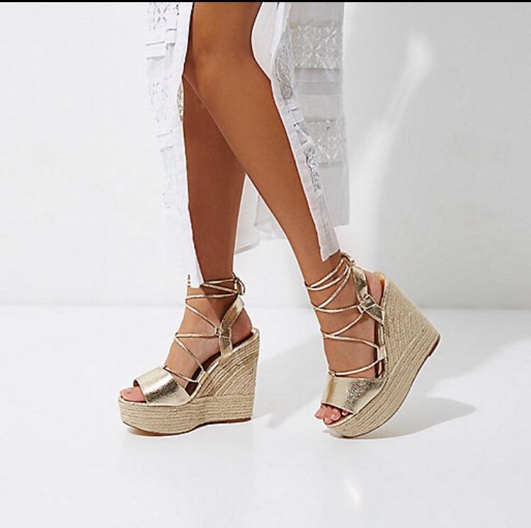 River island sales gold wedges