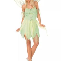 Size small adults tinkerbell/fairy fancy dress outfit. Comes with sparkly wings, arm bands and a wand. Worn once in perfect condition. Will fit a size 8-10.