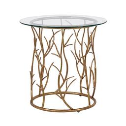 Circular, glass topped occasional lamp table. Gold effect vine design. D - 63cm  H - 63cm