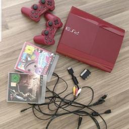 Ich verkaufe meine PS3 rot in gutem Zustand
Dabei sind:
-Konsole
-2 Controller
-alle notwendigen Kabel.
5 spiele