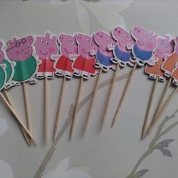 Simply put a pick into the top of a cupcake for an instantly decorated cupcake.

Each set is for 12 picks, each with 4 different design's as shown in the photo.

Pack of 12 for £2.

Have a look at my other items as I have other designs in stock.

Collection only from Crewe, CW1 or postage is possible for the extra cost to cover the postage.

Any questions please do not hesitate to ask, Becky :-)