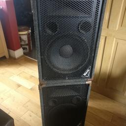 pair of Mach TX series speakers unknown watt but very loud and good sound in used condition as to be expected any questions feel free to ask many thanks Brian.