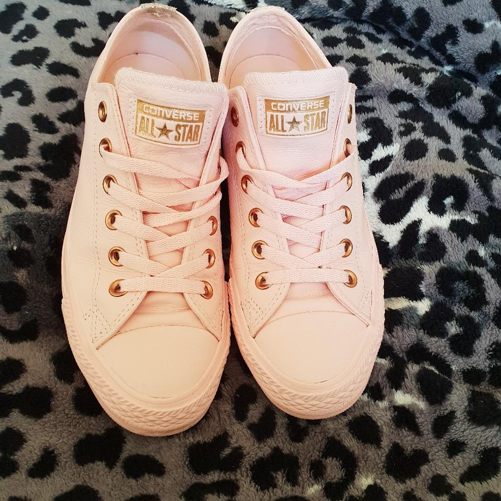 Rose gold clearance leather converse