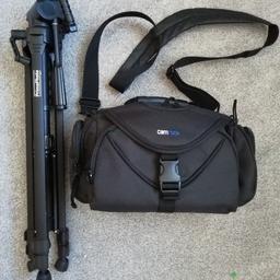 Great condition shoulder camera bag. Will take one dslr and 1-2 lenses. Tripod with some light scratches but fully working.