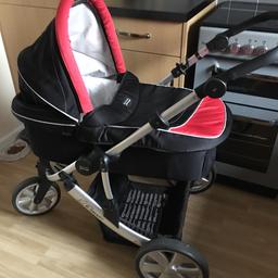 Lovely set everything you need to start for your baby every piece clips on the frame and they all have rain covers the car seat comes with the stand for the car