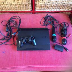 Super slim 500gb ps3, 38 games,1 official Sony pad, 2 singer star microphones and all leads. All works as it should £60 Ono