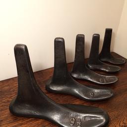 5 cast iron cobblers shoe lasts 
Ideal bookends/ door stops