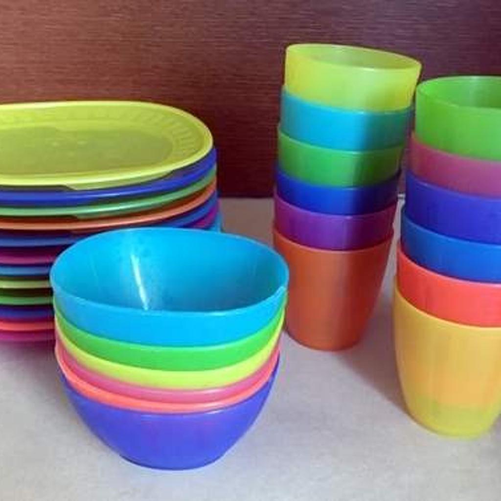 plastiktassen mit henkel idea-station NEO - 12 Stück - 200 ml - bunt Stücke und Größe:2 Stücke 43x20x7cm
