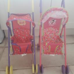 2 pushchair's, yellow and purple, one is Minnie mouse and one is pepper pig,  great condition. £5 for both.
