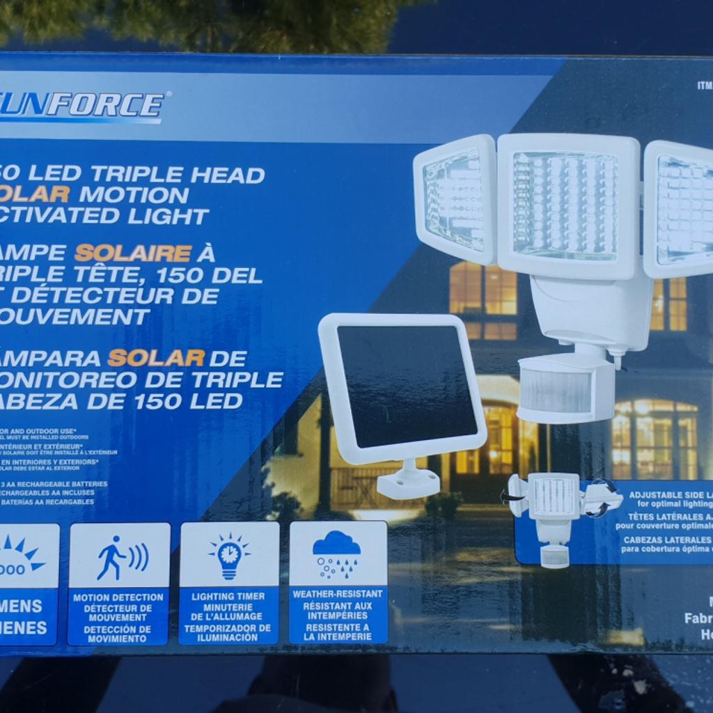 NEW Sunforce 150 LED Triple Head Solar Motion in GU47 Sandhurst für 45 ...