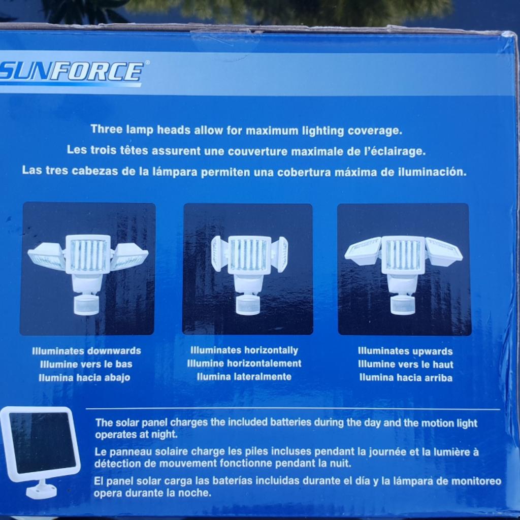 NEW Sunforce 150 LED Triple Head Solar Motion in GU47 Sandhurst für 45 ...