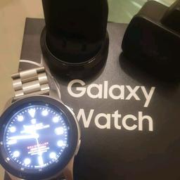 Hello I am selling my Samsung Galaxy watch 46mm silver I purchased this from Argos on the 24/08/2018 pre ordered for delivery 07/09/2018 due to sale I cannot get the hang of using it doesn't seem to be for me so I am selling I have installed a few Rolex watch faces on the device brand new condition under a month old, buyer is welcome to meet me cash on collection or will be sent recorded delivery with tracking reference with proof of ownership/receipt.