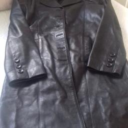 Black leather ladies coat size 12 in excellent condition from a smoke free and pet free home