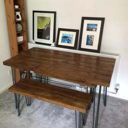 Table and benches  hairpin legs can deliver