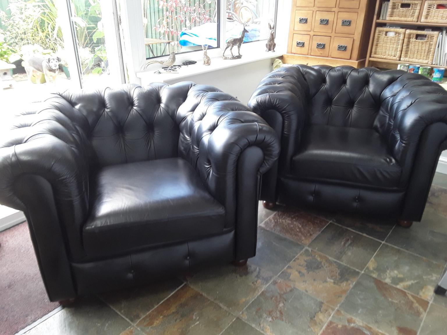 Quality Real Leather Black 3 Piece Suite In Ol9 Oldham Für 50000