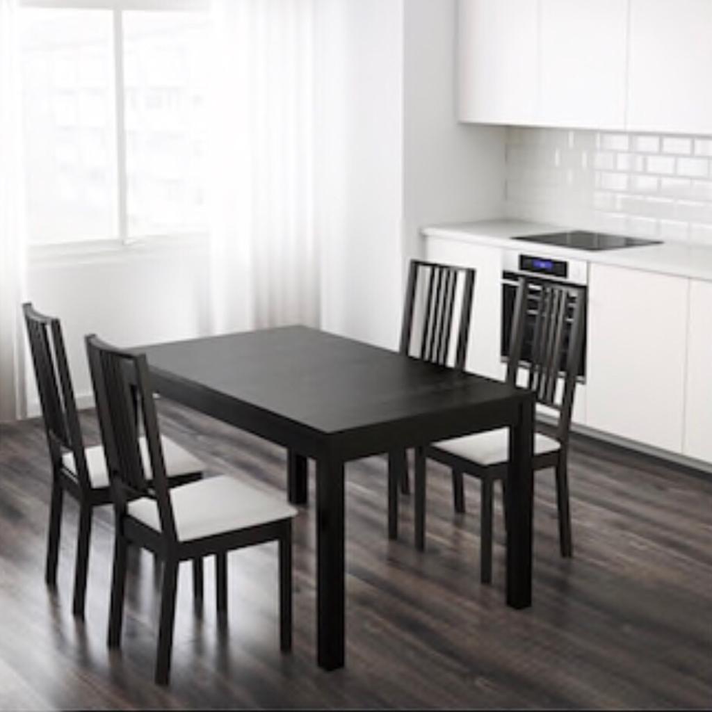 IKEA black wood dining table, chairs + bench in South Derbyshire für £ ...